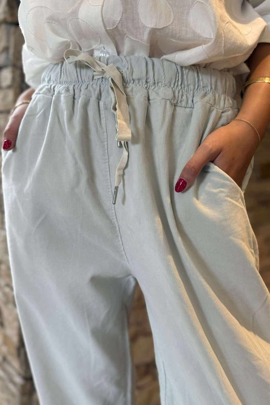 Made in Italy Baby Cord Classic Slim Jogger Pearl